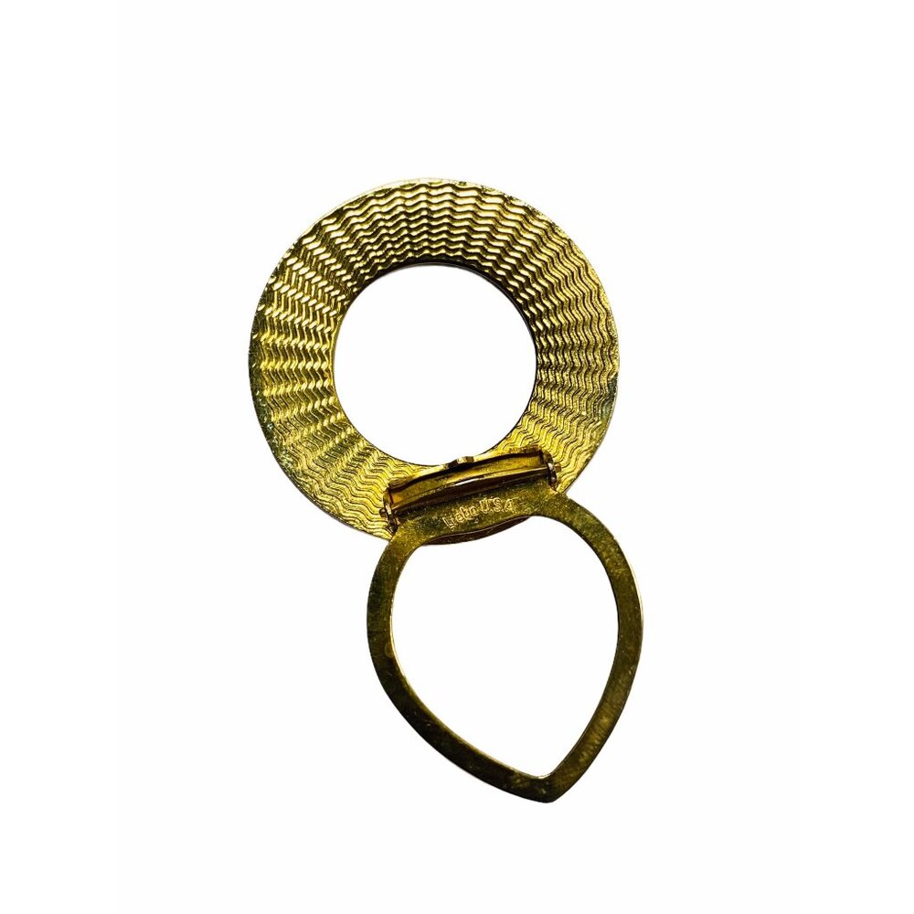 Custom Made Lieba USA Gold-Tone Scarf Ring Upcycled W/ Luxury Bag Canvas Accent - Picture 5 of 11
